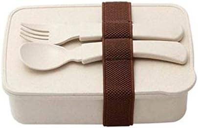 UYIKEA Bento Box Lunch Food Container Meal All-in-One Bento with Spoon and Fork Dishwasher Safe Food Grade PPA&BPA Free Eco-Friendly Rice Husk Fiber and PP for Student Kids Children Women 500ml