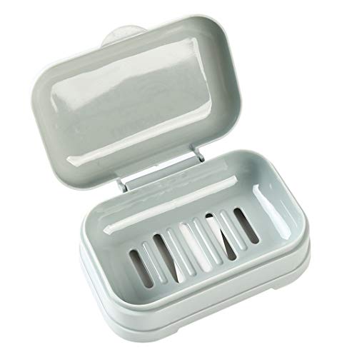 YouCY Cartoon Printing Soap Box with Lid Drain Soap Dish Holder Waterproof Soap Storage Case Creative Home Travel Bathroom Accessories,Blue