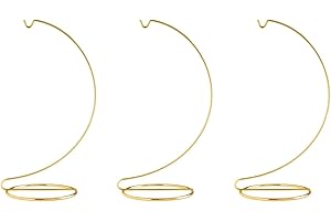 Creative Hobbies® 10 Inch Tall Gold Wire Ornament Display Hanger Stands for Displaying Ball Ornaments, Awards, Eggs Etc.- Pack of 3 Stands