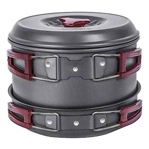 KingCamp Camping Cookware Mess Kit 17 Pcs for 4-6 Person, Backpacking Cooking Set, Outdoor Camp Gear Accessories for Family Hiking Picnic Lightweight Cookware Sets