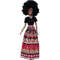 Rambling African American Dolls Baby Movable Joint Toy Best Birthday Gift (Red)