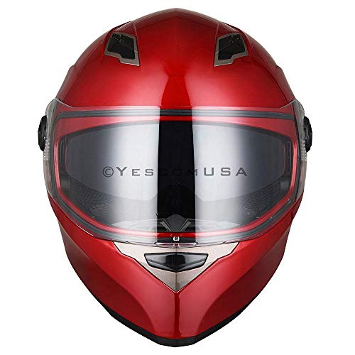 LeeMas Inc DOT Approved Motorcycle Full Face Helmet Double Visors ABS Air Vent Lightweight Motorbike Touring Sports (Size M, RED) - Thumbnail 5