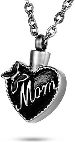 FCZDQ Ashes Necklace for Mom & Butterfly in Heart Cremation Jewelry Memorial Keepsake Urn Necklace