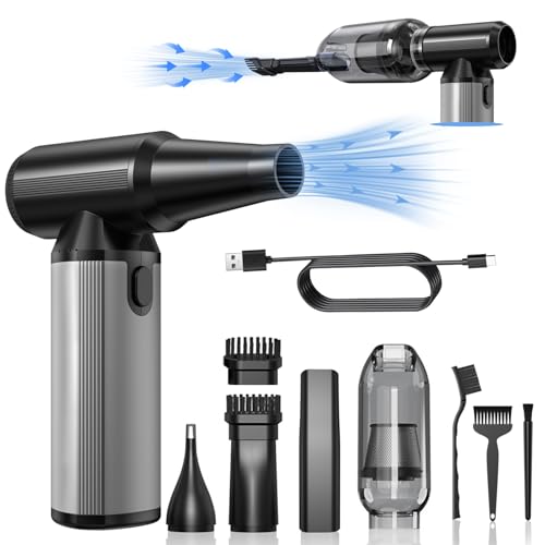 Photo 1 of Compressed Air Duster, 2-in-1 Duster Blower & Vacuum with 320000RPM Super Power, Electric Air Duster Rechargeable, 3-Gear Adjustable Air Blower for Keyboard, Computer, Car, Home, and Outdoor Cleaning