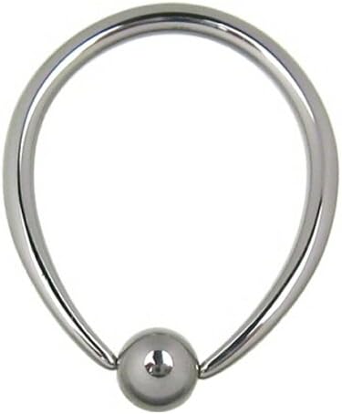 One Stainless Steel Tapered Oval Captive Bead Ring with Stainless Bead: 14g, 5/8" (SOLD INDIVIDUALLY. ORDER TWO FOR A PAIR.)