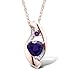 Amethyst Necklace Trillion Shape in 10k Rose Gold Diamond and Rhodium Plated Accents