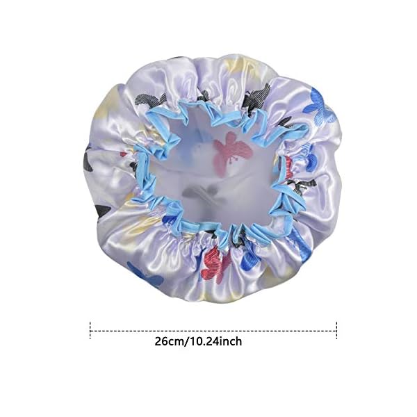 2 Packs Shower Caps for Women Long Hair Reusable Large Butterfly Double Layer Waterproof Bath Cap Bathing Accessories