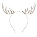 VOGUEKNOCK Christmas Headband Reindeer Antlers Crystal Paved Delicate Metal Headband Gold
