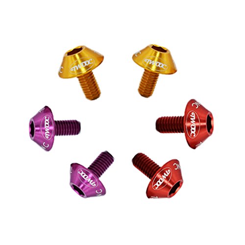 Bike Screws for Kettle Rack Screws,M5x12 Anodized Water Bottle Cage Bolts Screws Inner Hexagon Lightweight Aluminum Alloy Fit for Bike Water Bottle Rack Accessories (6 pcs/Lot) (golden red purple)