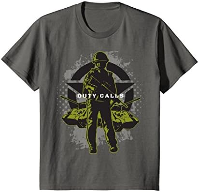 Kids Duty Calls WWII Soldier T-Shirt Gift 10 Asphalt