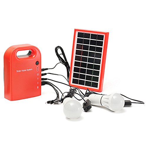 HITSAN Portable Large Capacity Solar Power Bank Home System Panel with 2 LED Bulbs for Camping Emergency