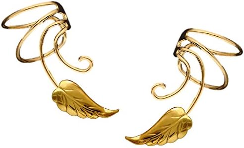 Ear Charms Southwest Leaf Wave Ear Cuff Non-pierced Wrap Earring Pair Gold On Sterling