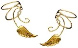 Ear Charms Southwest Leaf Wave Ear Cuff Non-pierced Wrap Earring Pair Gold On Sterling