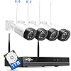 【2K,Two Way Audio】Hiseeu Wireless Security Camera System,1TB Hard Drive,12V DC Power Cords,3 Megapixels,8CH Dual WiFi…