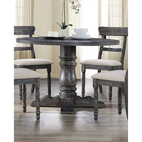 Grey Round Dining Table Nautical Coastal Rustic Wood Beachfront Decor