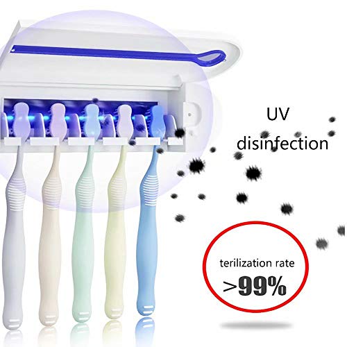 Grace Care UV Toothbrush Holder with Automatic Toothpaste Dispenser,Toothbrush Mounted Toothbrush Holder with UV Toothbrush sanitizer Holder,Toothbrush Storage Set for Family