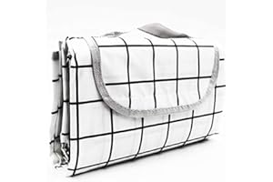 HUIDUO 40x45 Inch Beach Blanket Sandproof Waterproof Lightweight Handy mat Cute Picnic Small Blanket for Outdoors Foldable Camping Rug - White