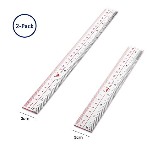 Bosiwee 12 inches & 8 inches Straight Ruler, Straight Ruler for Excellent Precision and Accuracy Measuring Tool for Student School Office, Clear, 2 Pack