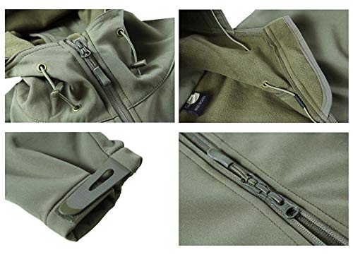 KEFITEVD Tactical Softshell Jacke Herren Fleece Gefüttert Wasserabweisend Atmungsaktiv Outdoorjacke mit Kapuze Angeln… – Bild 7