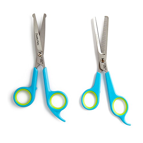 ZIWETO-PETS-Premium-Quality-Grooming-Scissors-Set-for-Dog-and-Cats-2-Piece-Set-Incudes-Cutting-Shear-and-Thinning-Shear-65-inch-with-Rounded-tips