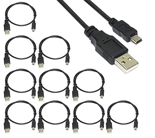 10 Pack 50cm(1.5 feet) USB 2.0 A to Mini 5 pin B Cable for External HDDS/Camera/Card Readers