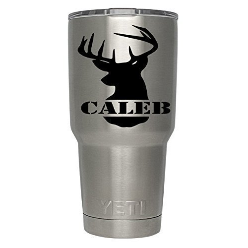Whitetail Deer with name decal for yeti,rtic, ozark tumblers, laptops, car decals, hunting decal