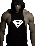 Gillbro Mens Bodybuilding Stringer Hoodie Gym Tank Top Hooded Waistcoat