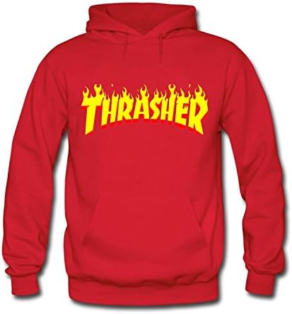 LEEZOON THRASHER series cool hoodies support custom Medium Red