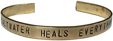 Saltwater Heals Everything Hand Stamped 1/4" Brass Cuff Bracelet