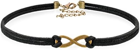 Infinity Choker Collar Necklaces Vintage Bronze Black Velvet Leather Jewelry Layered For Women