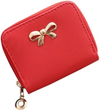 Women Coin Bag,SanCanSn Fashion Bow Small Square Bag Single Pull Solid Zipper Wallet (Free Size, Red)