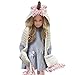 Tacobear Crochet Cartoon Unicorn Winter Hat with Scarf Pocket Hooded Knitting Beanie for Girls, Beige, One Size