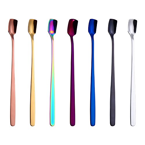 image for ZTTONE Spoon,Colorful Spoon Long Handle Spoons Flatware Coffee Drinkin