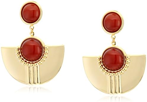 Yochi Cornelian Drop Half Moon Earrings