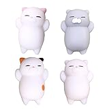 HAIYOO 4 Pcs Kawaii Slow Rising Soft Squishy Squeezen Cute Mini Cat Stress Reliever Decompression Toy for Kids Fidget toy Gift