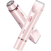 Bikini Trimmer for Women, Waterproof Electric Shaver – Painless Pubic Hair Remover with Ceramic Blades, USB-C Rechargeable (Pink)