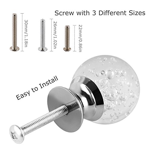 IFOLAINA 10 Pcs Crystal Cabinet Knobs Round Glass Kitchen Cupboard Drawer Dresser Bookcase Pull Handle with 3 Size Screws