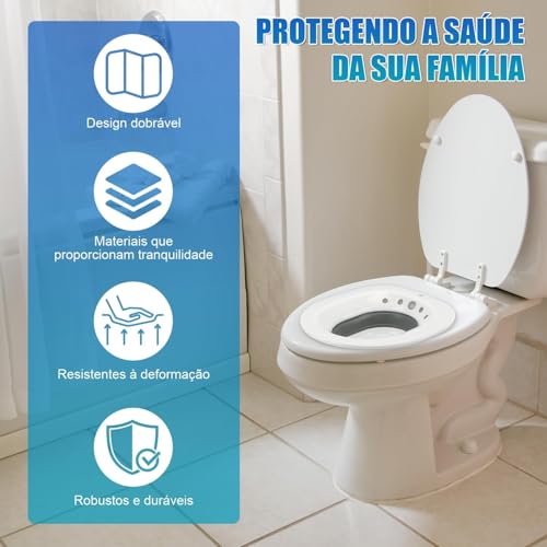 Bacia Bidê Portátil para Banho de Assento, Bacia Feminina Dobrável, Assento no Vaso Sanitário, Banheira para Assento de Vaso Sanitário, Bacia Banho de Assento Adulto