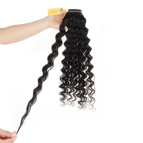 50g/1Pack Miracle Knots Crochet Human Hair, 16 Inch Crochet Human Hair Deep Wave Pre-Separated Invisible Feather Crochet Braids Natural Hair for Black Women (#NA, Deep Wave, 16 Inches)