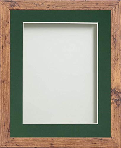 Frame Company Allington Rustic Photo Frame with Bottle Green Mount, 7x5 for 5x3.5 inch, fitted with perspex