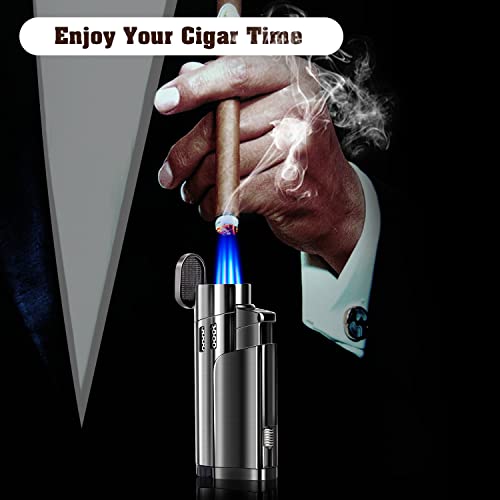 LcFun Torch Lighter Fuel Refillable Lighters 4 Jet Lighter with Punch Quad Flame Torch Cigar