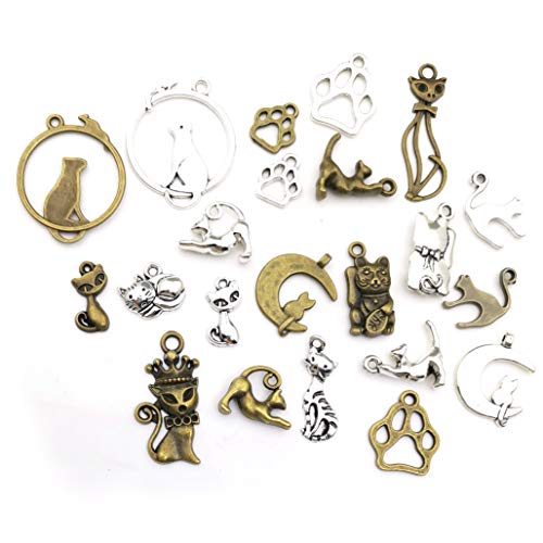 Youdiyla 64pcs Cat Charms Collection, Mix Pet Animal Metal Pendant Supplies Findings for Jewelry Making (HM180) - Thumbnail 3