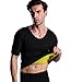 Vinmin Mens Hot Thermo Body Shaper T Shirt, Slimming Neoprene Bodysuit, Workout Sweat Sauna Suit, Stomach Fat Burner, Best Abdominal Trainer for Weight Loss, Black L