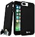 iPhone 7 Plus Case, Bastex Hybrid Slim Fit Black Rubber Silicone Cover Hard Plastic Black Brushed Metal Design Kickstand Case with Hidden Credit Card Slot for Apple iPhone 7 Plus