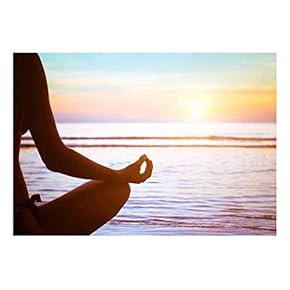 Girl Meditating on a Lake Looking Over The Sunset - Wall Mural, Removable Sticker, Home Decor - 66x96 inches