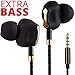 Premium Dual Driver Earbuds - Heavy Extra Bass Earbuds with Microphone - Best Womens Wired Earbuds with Bluetooth Receiver - Corded Earbuds w/Extension Cord - Wired Earbuds for Men Women Teens Black