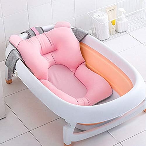 Edelehu Baby Bath Cushions Newborn Seat 0-12 Month Anti-Slip Cushion Seat Adjustable Thicken Bathing Cradle Rings Floating Soft Pillow Lounger
