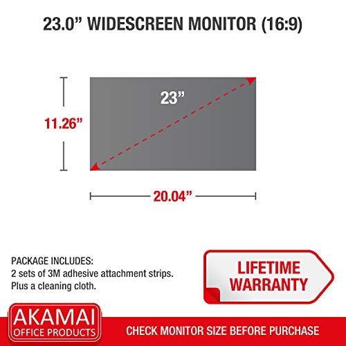 23" Akamai Computer Privacy Screen (16:9) - Black Security Shield - Desktop Monitor Protector - UV & Blue Light Filter (23.0 inch Diagonally Measured, Black) - Thumbnail 6