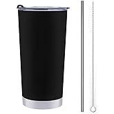 Personalized Coffee Tumbler with Picture Text Name Logo,Custom Photo 20oz Stainless Steel Tumblers with Lid And Vacuum Insulated,Travel Mug for Christmas Gift Solid Black