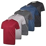 5 Pack: Men’s V-Neck Dry-Fit Moisture Wicking Active Athletic Tech Performance T-Shirt